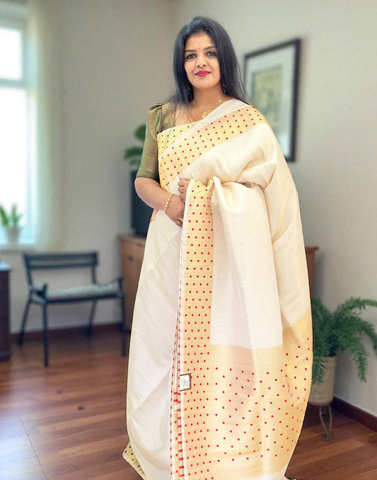 190825S (E6377) SOFT TISSUE BANARASI SAREE - Red