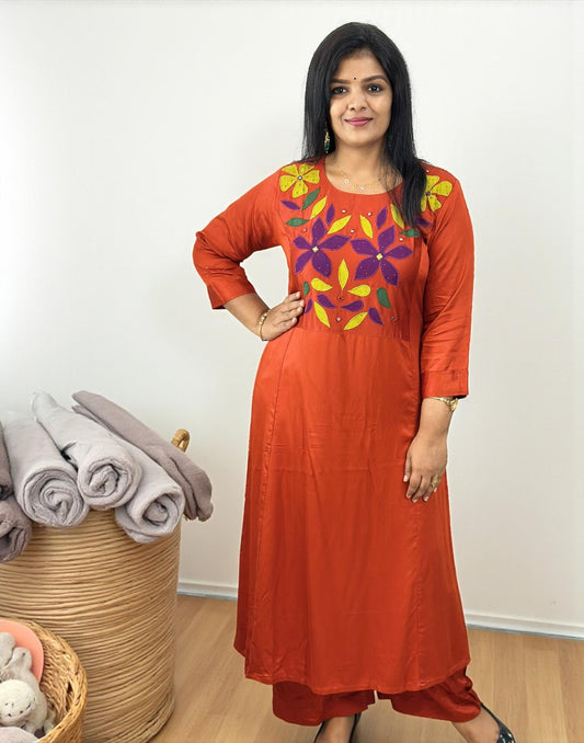 101025CS (E6561) CO-ORD SET - Burned Orange