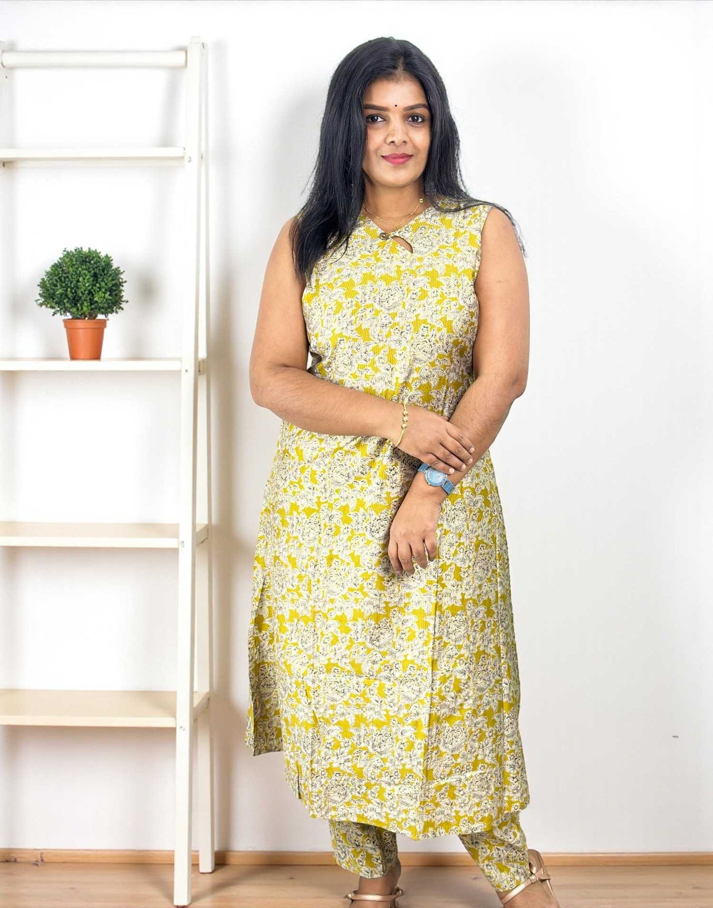 011025CS (E6540) A-LINE CO-ORD SET - Lemon Yellow