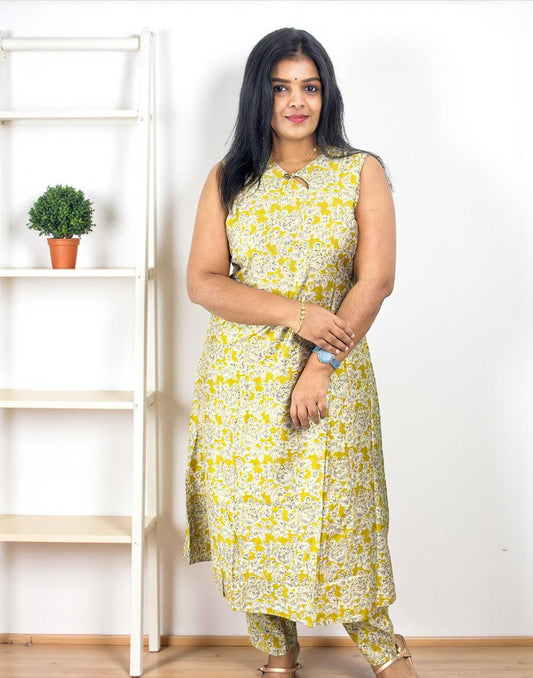 011025CS (E6540) A-LINE CO-ORD SET - Lemon Yellow