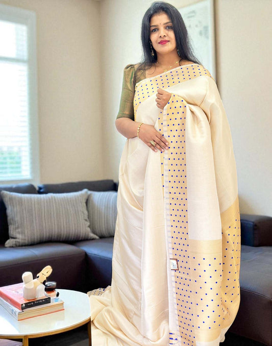 190825S (E6377) SOFT TISSUE BANARASI SAREE - Blue