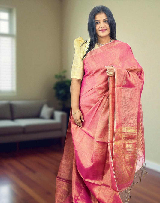 170825S (E6351) LINAN TISSUE SAREE - Pink