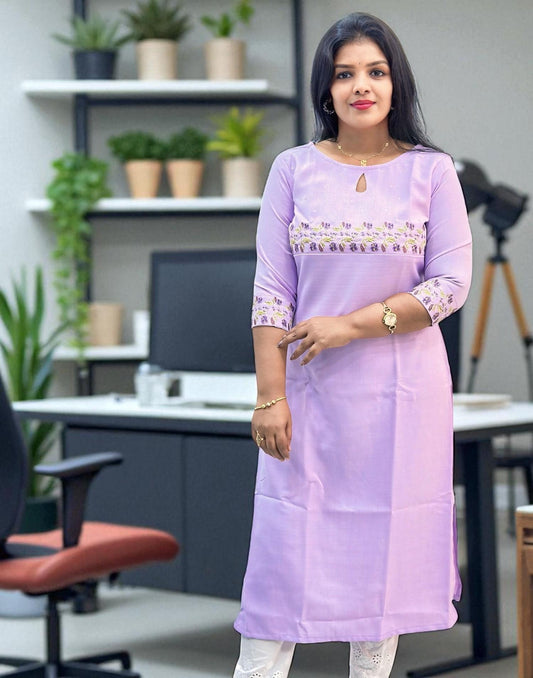 210825HK (E6400) PREMIUM LINAN KURTI - Lailac