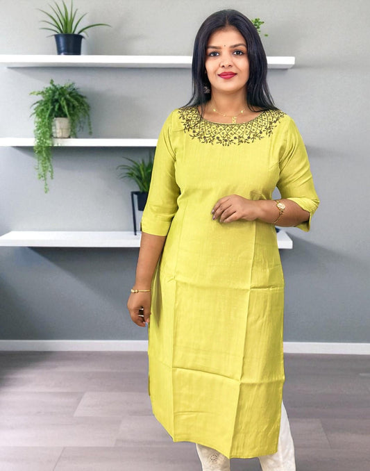 190825HK (E6341) BUDGET BUY HANWORKED SLITED KURTI - Pista