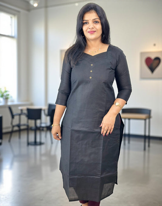 190925CK - CASUAL KURTI - Black