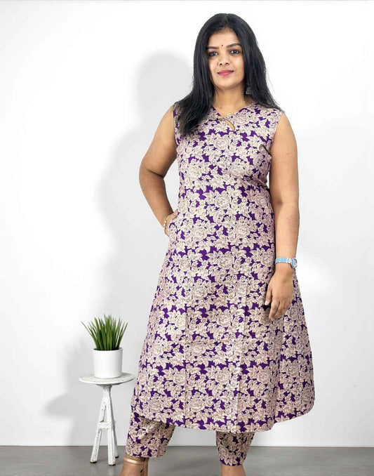 011025CS (E6540) A-LINE CO-ORD SET - Violet