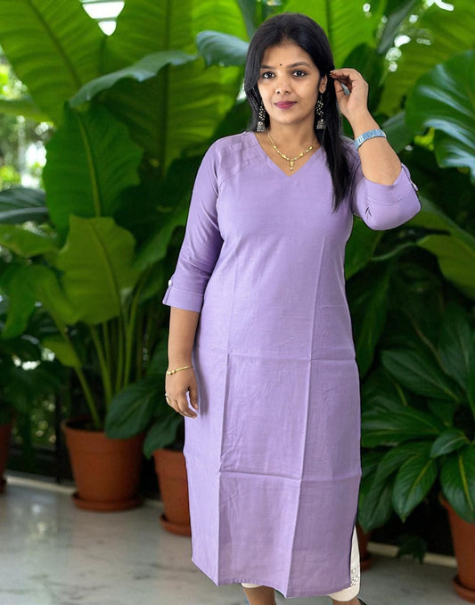 290725AK (E6289) SLITED KURTI - Lavender