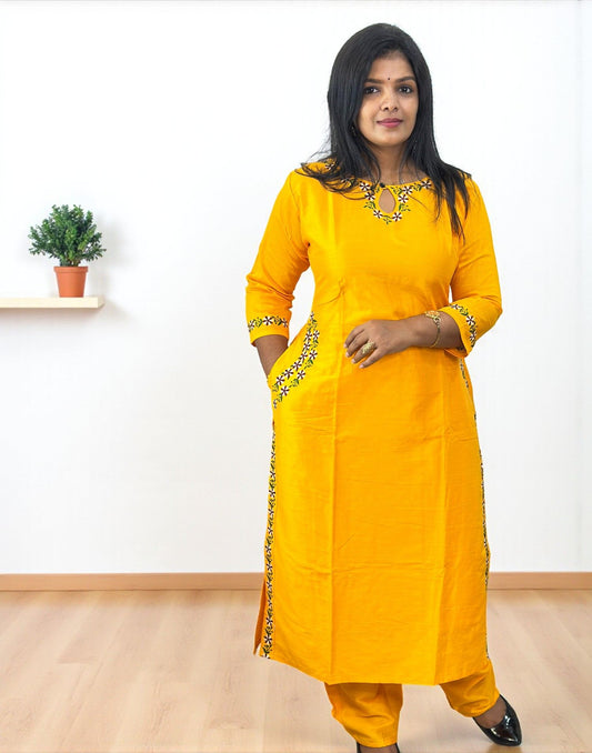 121025CS (E6558) CO-ORD SET - Mango Yellow