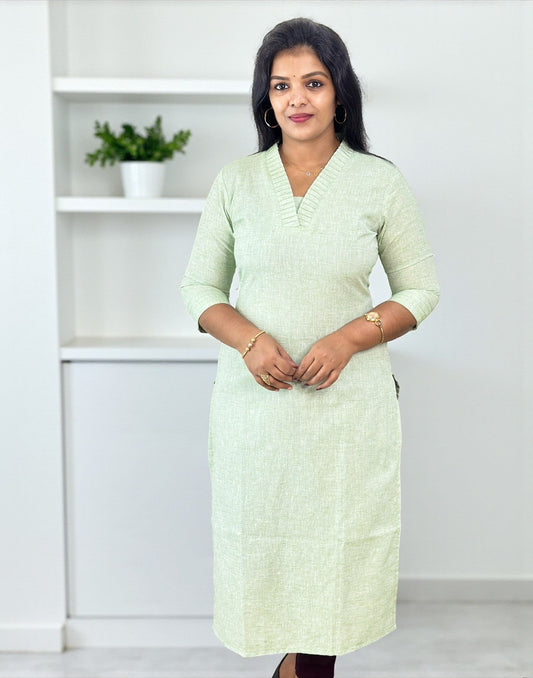 061025CK (E6516) CASUAL KURTI - Green