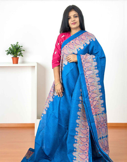 031025S (E6530) SEMI JUTE SAREE - Blue