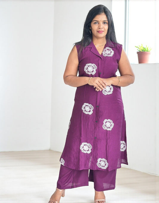 091025CS (E6569) CO-ORD SET - Purple