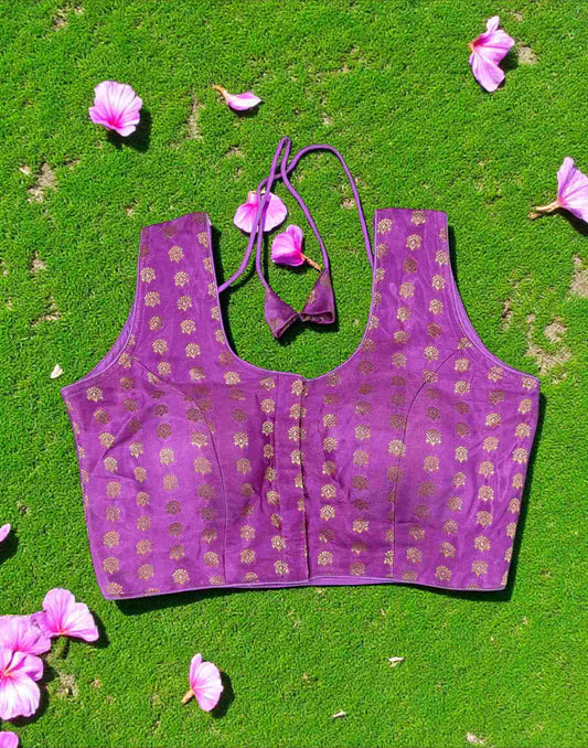 270925BL (E6526) BROCADE BLOUSE - Lavender