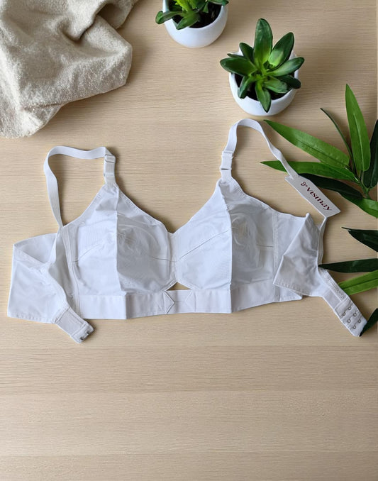 250525BR (E2748) VISMAY COTTON ROUND STITCH BRA - White B