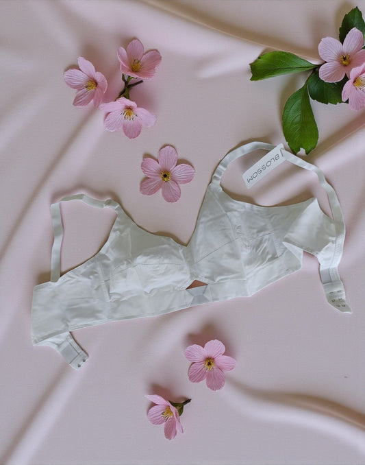 251025BR (B4U1501) BLOSSOM COTTON ROUND STITCH BRA - White