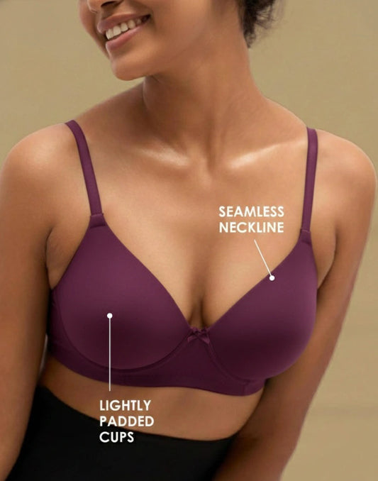 LIGHTLY PADDED BRA BLOSSOM FEATHERLITE WINE E6437 300825BR